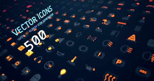 500 векторных иконок + генератор 3D глянцевых иконок
