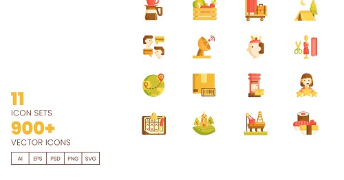 Набор из 900+ векторных иконок - Карамельная серия