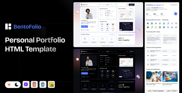 Bentofolio — HTML-шаблон для профессионального портфолио