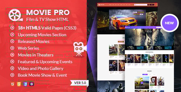 Movie Pro — Профессиональный HTML-шаблон для кинопорталов и видеопродакшна