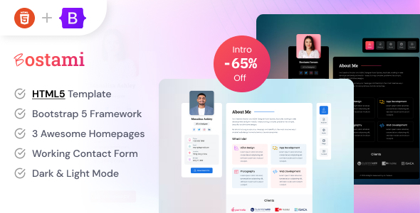 Bostami — HTML-шаблон личного портфолио