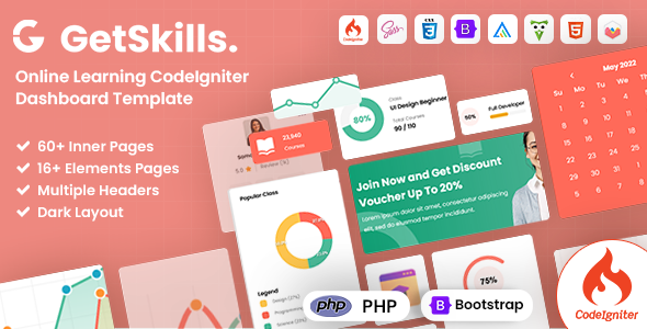 GetSkills — Шаблон админки на CodeIgniter для LMS и курсов