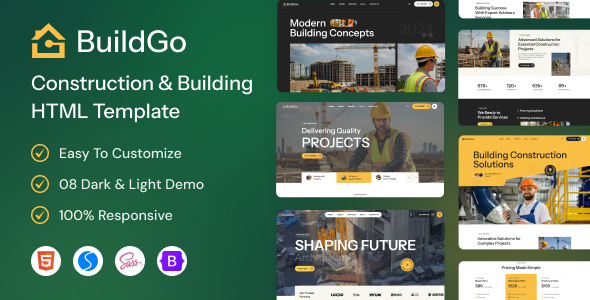 BuildGo — Профессиональный HTML-шаблон для строительных компани