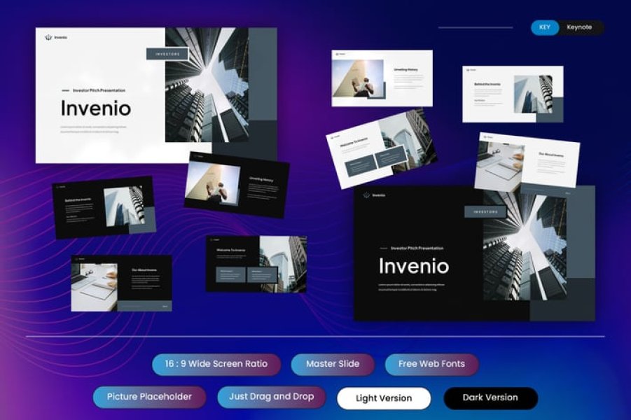 Invenio - Шаблон презентации Keynote для бизнеса и творчества