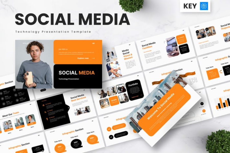 Social Media - Оранжевый драйв для ваших технологичных презентаций