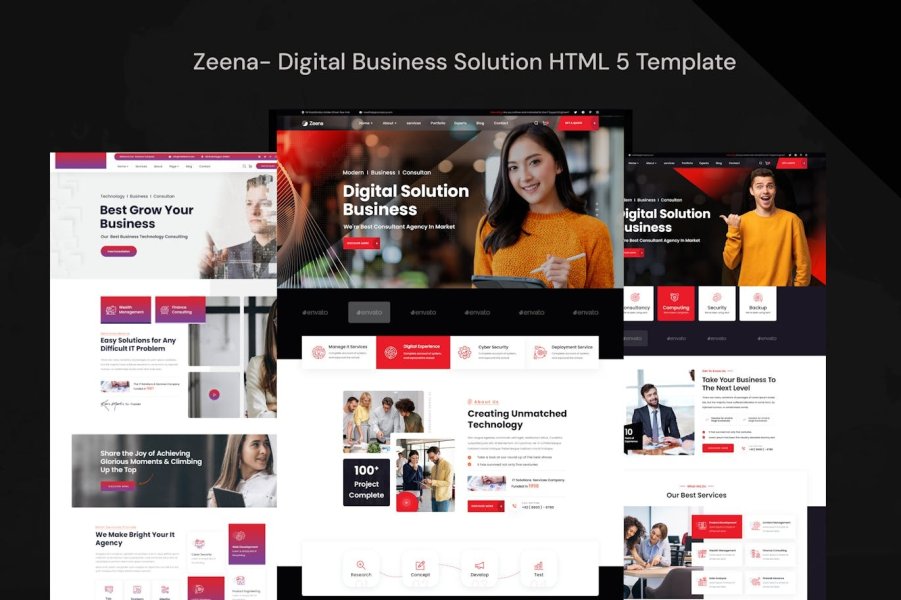 Шаблон HTML 5 для цифрового бизнес-решения Zeena