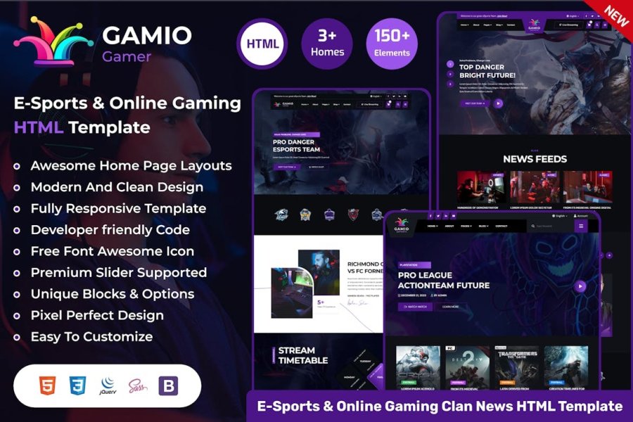 Gamio - HTML-шаблон для киберспорта и игр