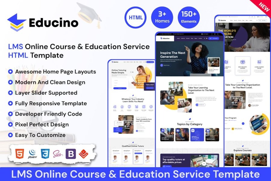 Educino — LMS, онлайн-курсы и образовательный HTML-шаблон