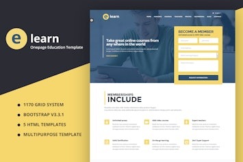e-Learn – Одностраничный HTML-шаблон для образовательных проектов