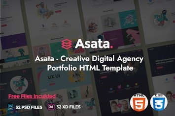 Asata — креативный шаблон для портфолио цифрового агентства