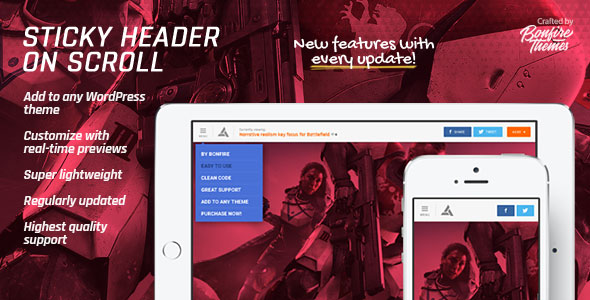 Sticky Header on Scroll - прикрепленная шапка для WordPress