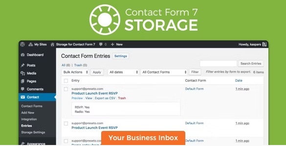 Storage for Contact Form CF7 - хранилище данных