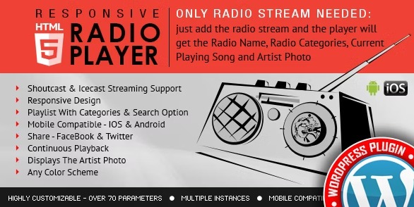 Radio Player Shoutcast & Icecast - плагин радио WordPress