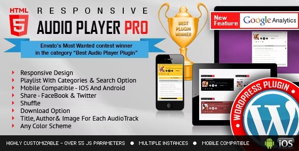 Responsive HTML5 Audio Player PRO - плагин аудиоплеера