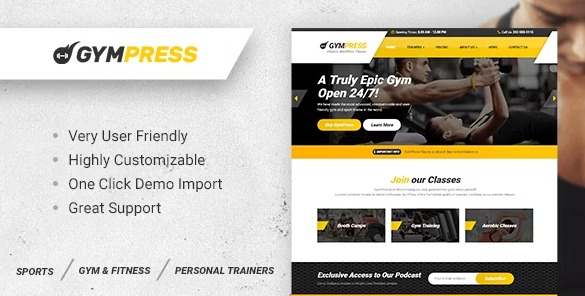 GymPress - тема WordPress для фитнеса