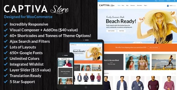 Captiva - адаптивная WordPress WooCommerce тема