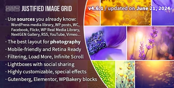 Justified Image Grid - премиум галерея для WordPress
