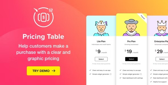 Elfsight Pricing Table - таблицы цен WordPress
