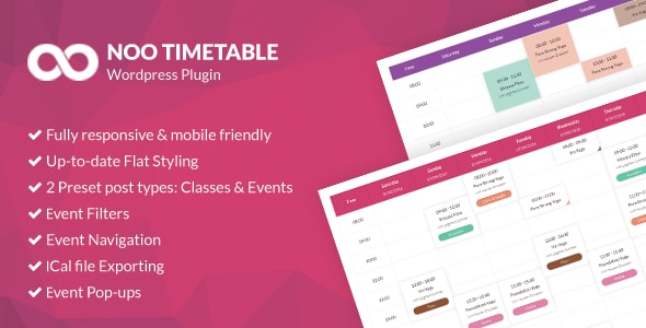 Noo Timetable - адаптивный плагин календаря для WordPress