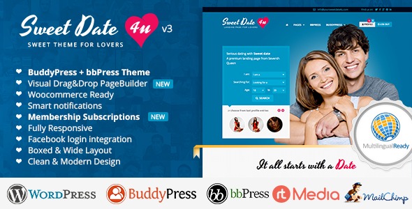 Sweet Date – WordPress тема знакомств/свиданий