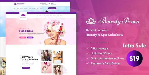 BeautyPress - WordPress тема салона красоты