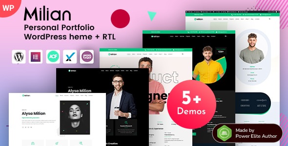 Milian - тема личного портфолио Elementor WordPress