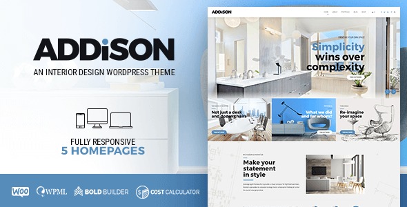 Addison - тема для WordPress, посвященная архитектуре и дизайну интерьера