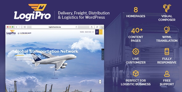 LogiPro — WordPress тема для сайта транспортной компании и логистических услуг