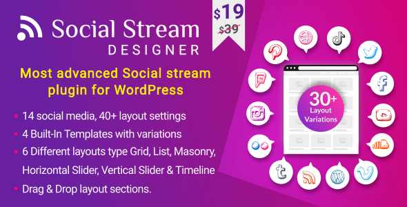 Social Stream Designer – плагин для отображения лент социальных сетей на WordPress