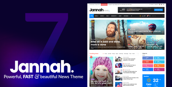 Jannah — WordPress тема газета журнал новости BuddyPress AMP