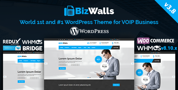 BizWalls — многоцелевая тема WordPress для VOIP и виртуальных телефонов