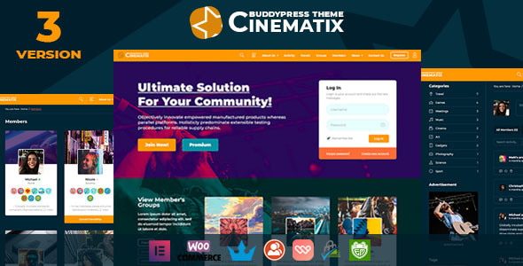 Cinematix — стильная тема для создания сообщества на WordPress с BuddyPress