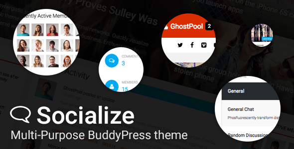 Socialize - многоцелевая WordPress тема BuddyPress