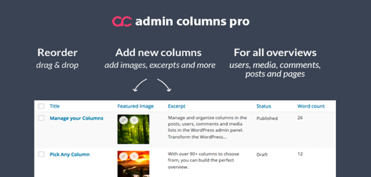 Admin Columns Pro — плагин для управления колонками в админ-панели WordPress