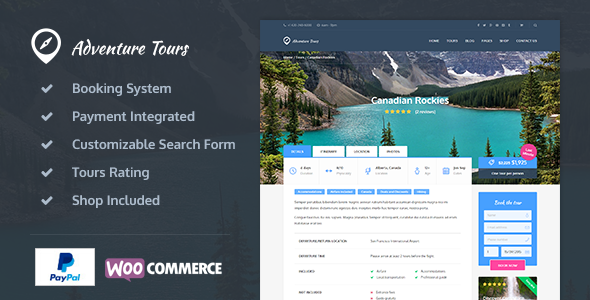 Adventure Tours – тема WordPress для туризма и путешествий