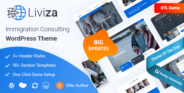 Liviza — тема WordPress для иммиграционного консалтинга