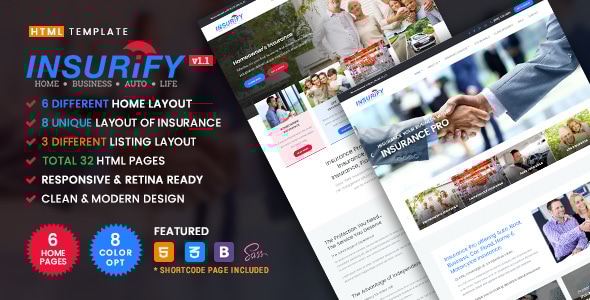 Insurify – шаблон для страховых агентств и финансовых компаний