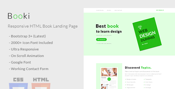 Booki — HTML-шаблон для Landing Page книги