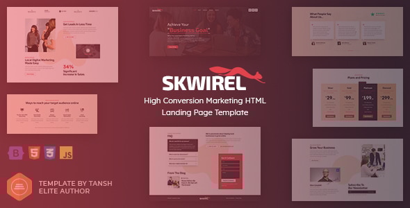 Skwirel – шаблон HTML для маркетинга с высокой конверсией