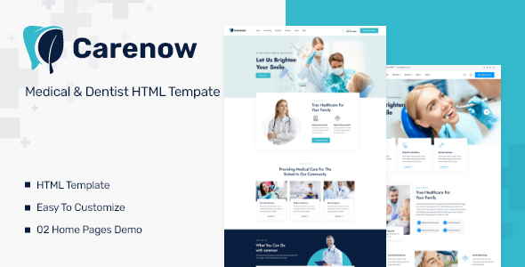 Carenow – HTML-шаблон для медицинских и стоматологических клиник