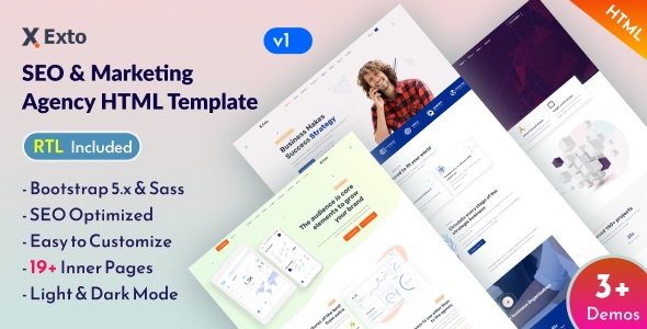 Exto – шаблон для SEO и маркетинговых агентств на Bootstrap