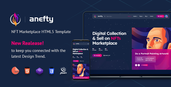 Anefty – HTML5 шаблон для NFT-маркетплейса