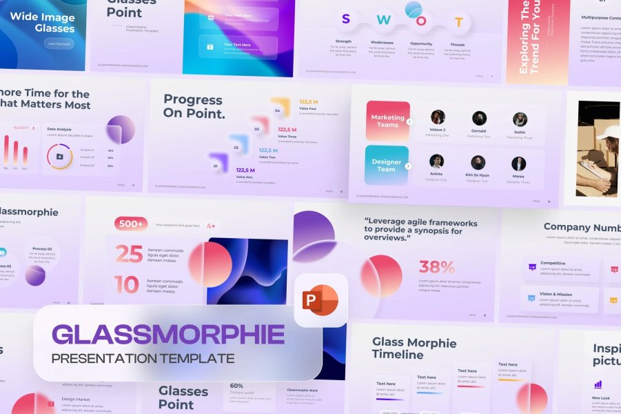 Шаблон PowerPoint GlassMorphie Morph — элегантные и современные презентации