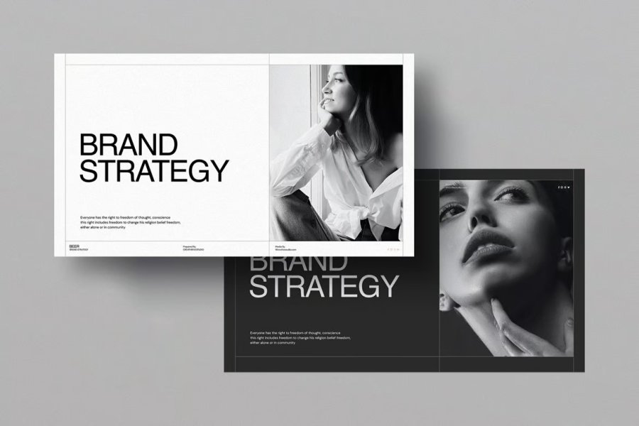Шаблон PowerPoint Brand Strategy Guide — стратегия бренда и творческое портфолио в одном