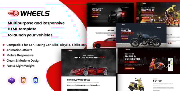 Wheels – HTML шаблон для автомобильного бизнеса и мультиформатных проектов