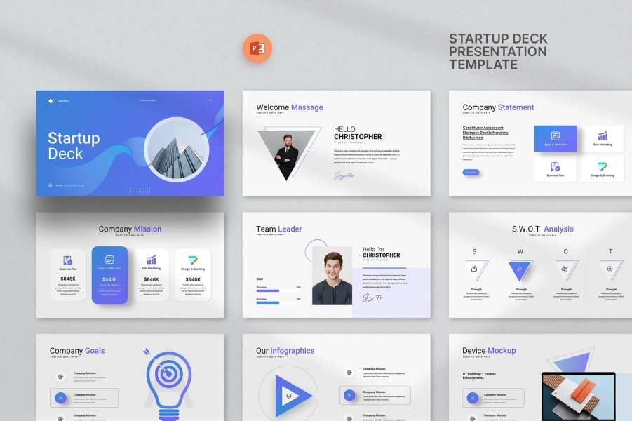 Startup Pitch Deck Presentation — шаблон для презентации стартапа