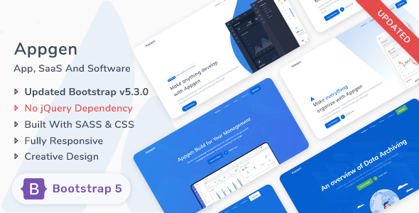 Appgen — шаблон для лендинг-страницы приложения, SaaS и программного обеспечения