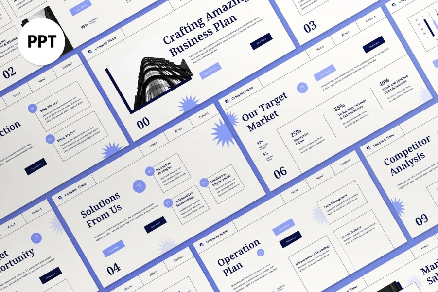 Шаблон PowerPoint для бизнес-плана «Blue Business Plan»