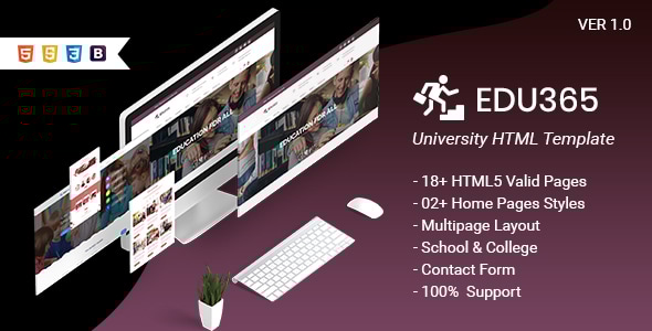 Edu365 — универсальный HTML-шаблон для университетов и образовательных платформ