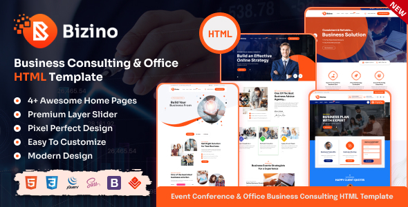 Bizino - HTML-шаблон для бизнес-консалтинга и корпоративных мероприятий